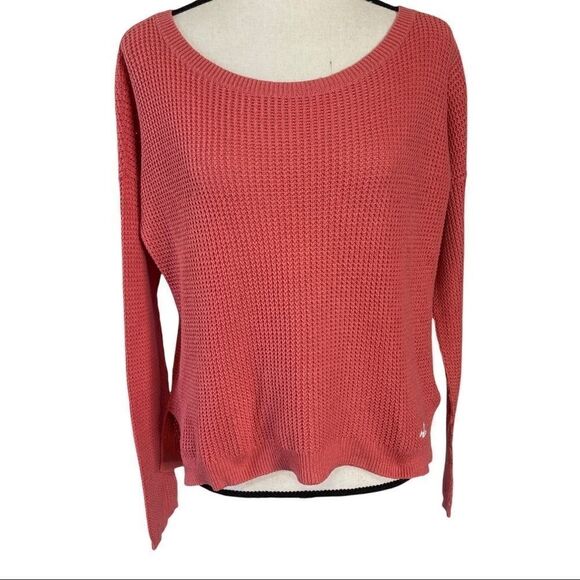 Hollister Scoop Neck Cotton Blend Orange Sweater-Small - Picture 1 of 10